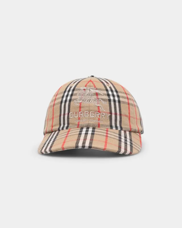 Supreme X Burberry Denim 6-Panel Strapback Beige sold by Culture Kings