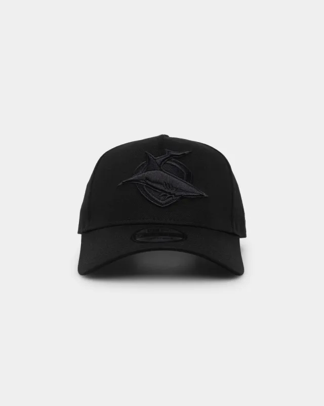 New Era Cronulla-Sutherland Sharks 'Black On Black' 9FORTY A-Frame Snapback Black sold by Culture Kings