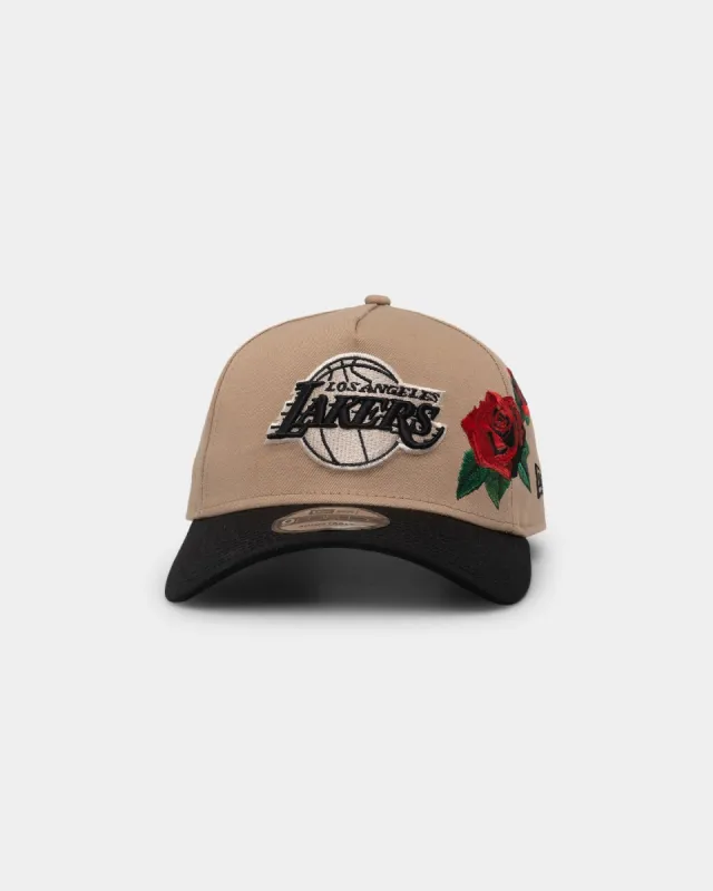 New Era Los Angeles Lakers 'Tumbleweed Roses' 9FORTY A-Frame Snapback Camel/Black/Stone sold by Culture Kings