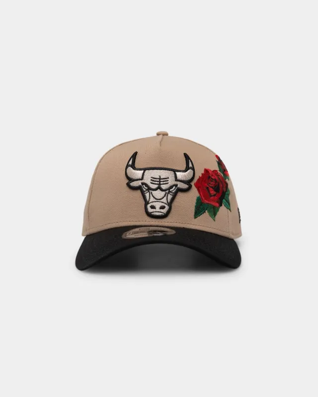 New Era Chicago Bulls 'Tumbleweed Roses' 9FORTY A-Frame Snapback Camel/Black/Stone sold by Culture Kings