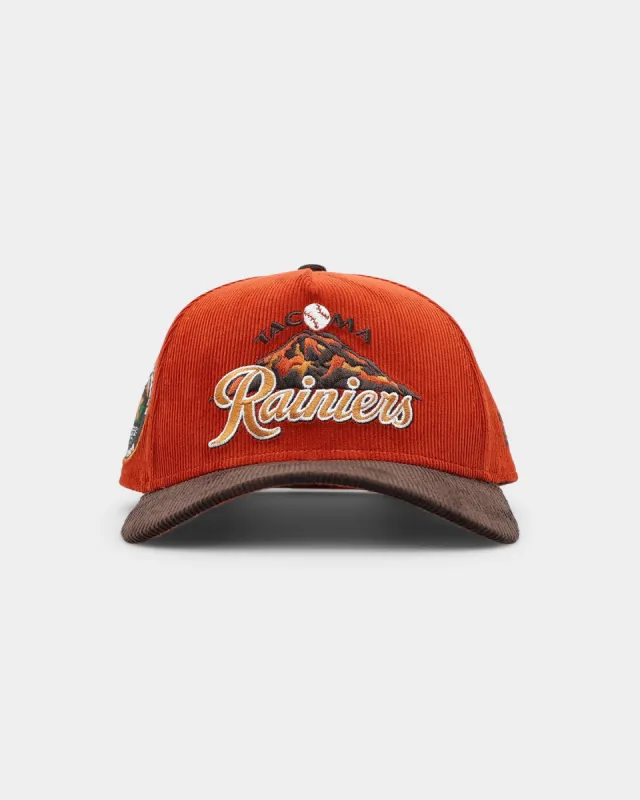 New Era Tacoma Rainiers 'Pumpkin Spice Corduroy' 9FORTY A-Frame Snapback Copper/Brown sold by Culture Kings