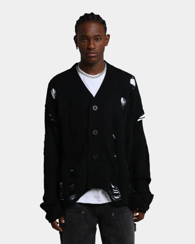 MNML Distressed Cardigan Black sold by Culture Kings