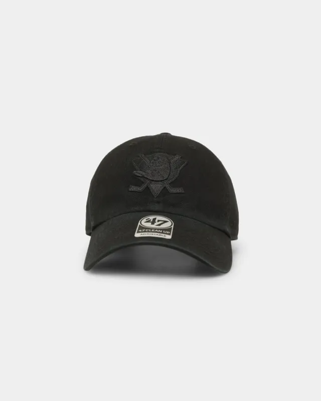 47 Brand Anaheim Ducks Clean Up Strapback Black/Black sold by Culture Kings