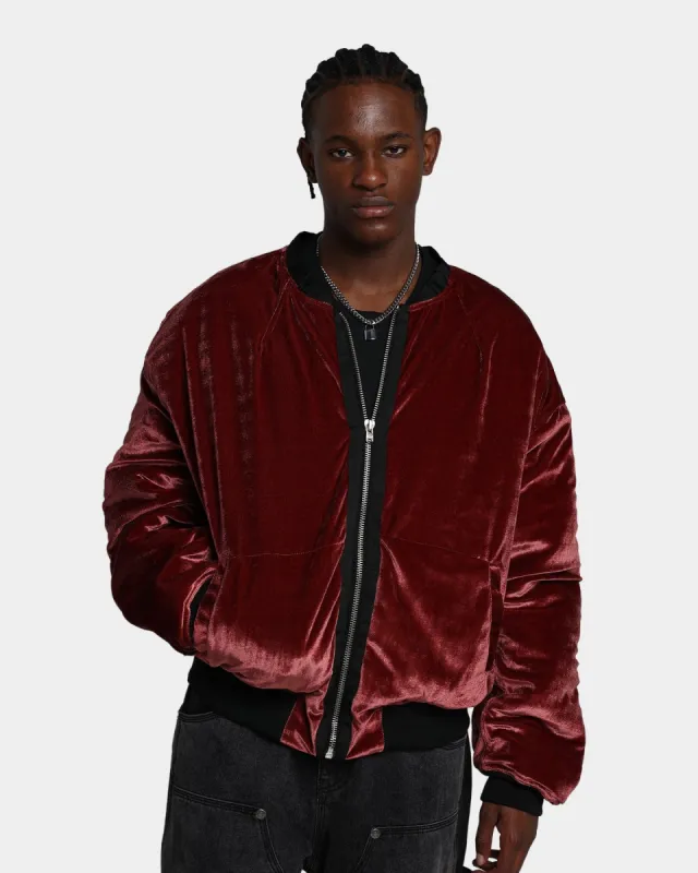 MNML Velour Bomber Jacket Burgundy sold by Culture Kings