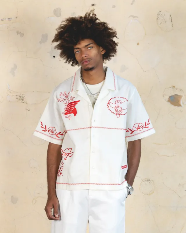 404 Frontier Embroidered Button Up Shirt Off White sold by Culture Kings