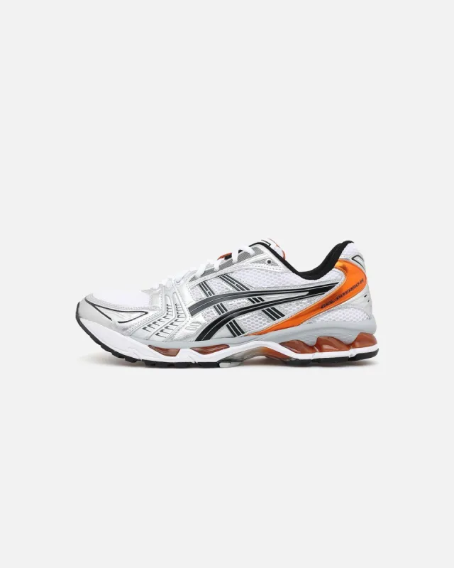 Asics GEL-KAYANO 14 White/Piquant Orange sold by Culture Kings