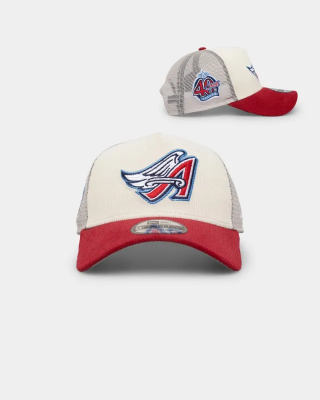 New Era Anaheim Angels '2-Tone Corduroy' 9FORTY A-Frame Trucker Snapback Chrome/Red sold by Culture Kings