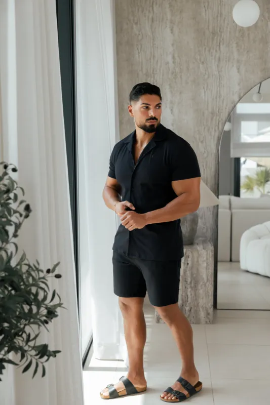 Father Sons Black Elasticated Shorts - FSJS656 sold by Father Sons