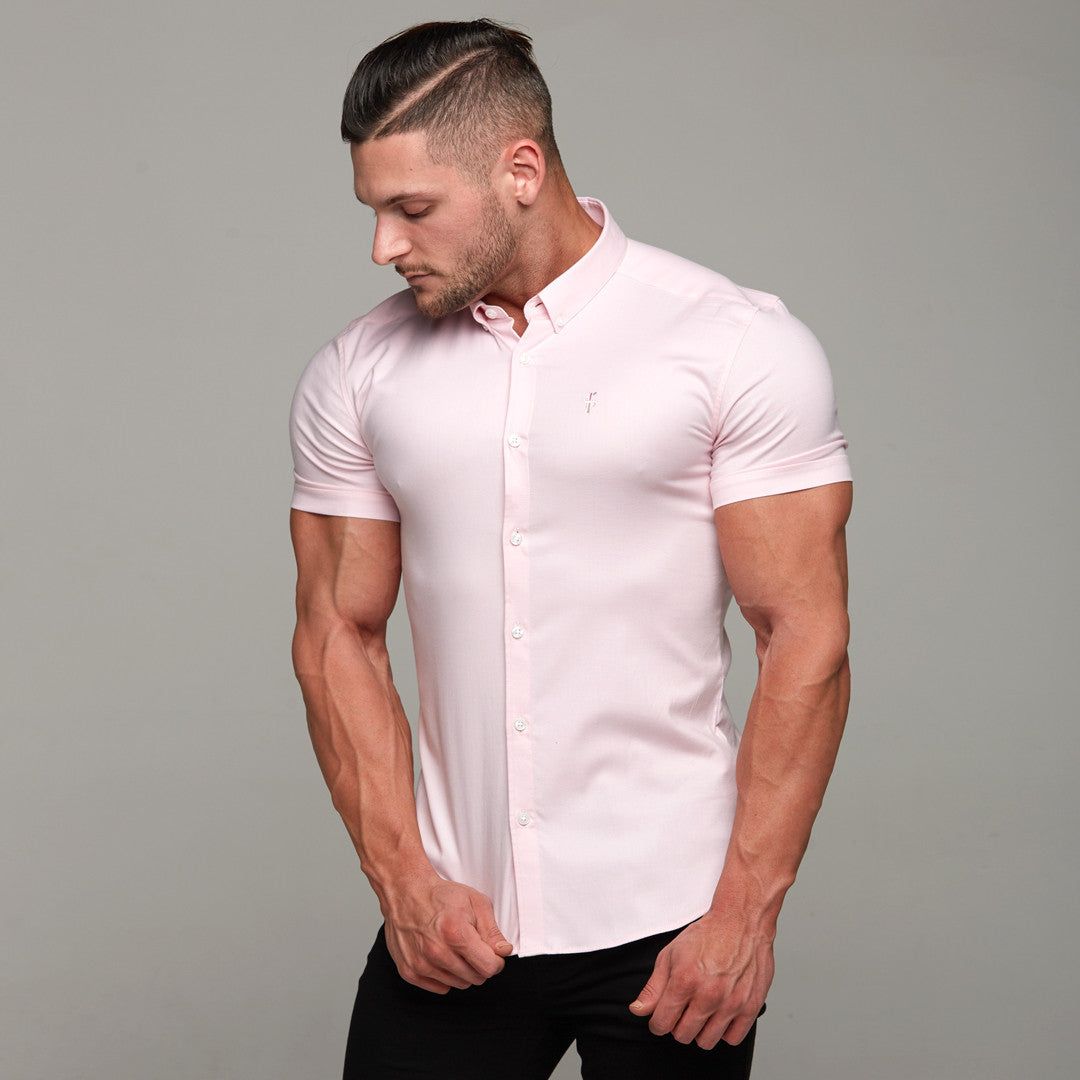 Father Sons Super Slim Stretch Classic Oxford Pink Short Sleeve - FS305 sold by Father Sons product image thumbnail 4