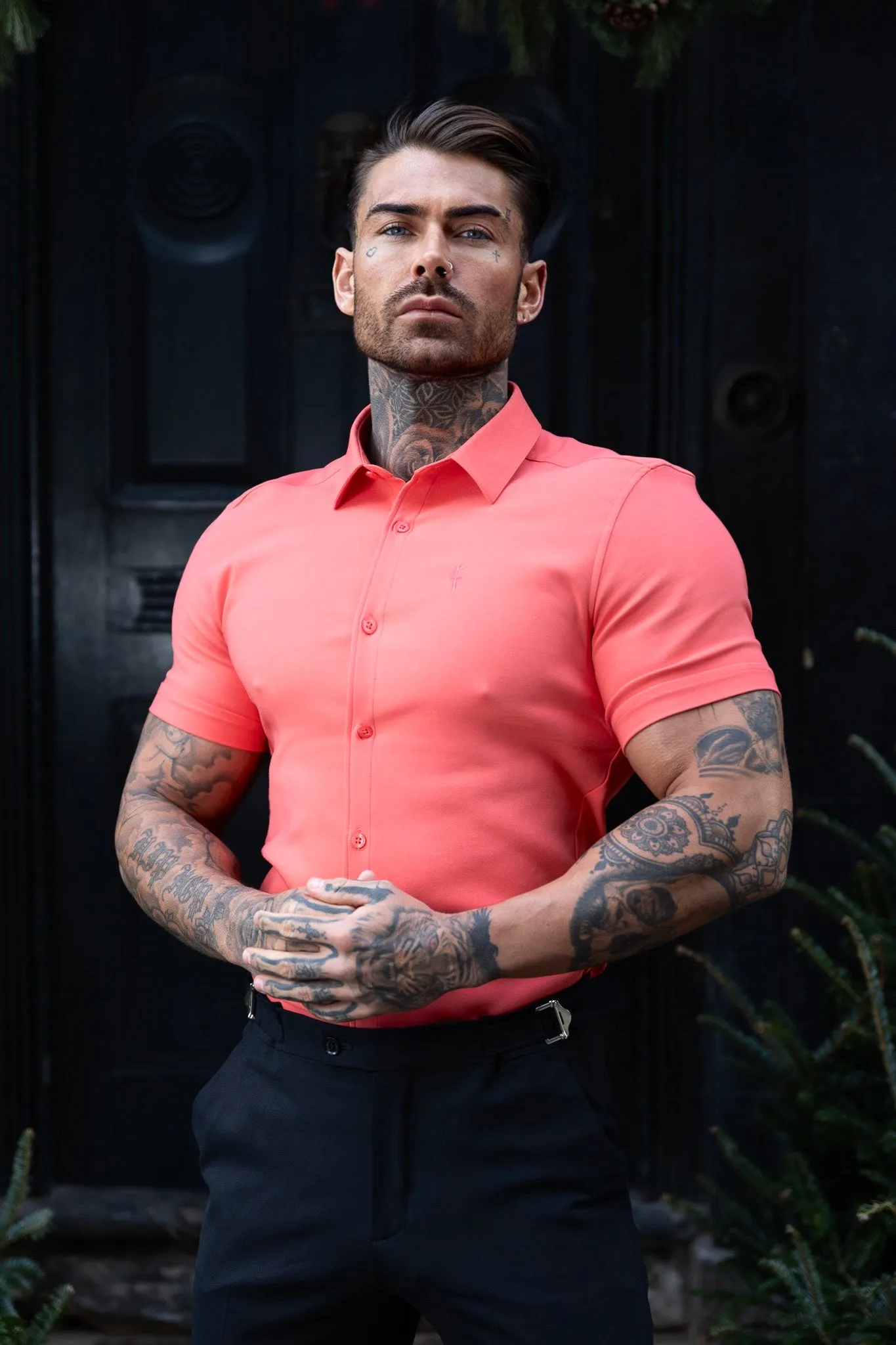 Father Sons Super Slim Scuba Coral Short Sleeve Stretch - FS1030 sold by Father Sons