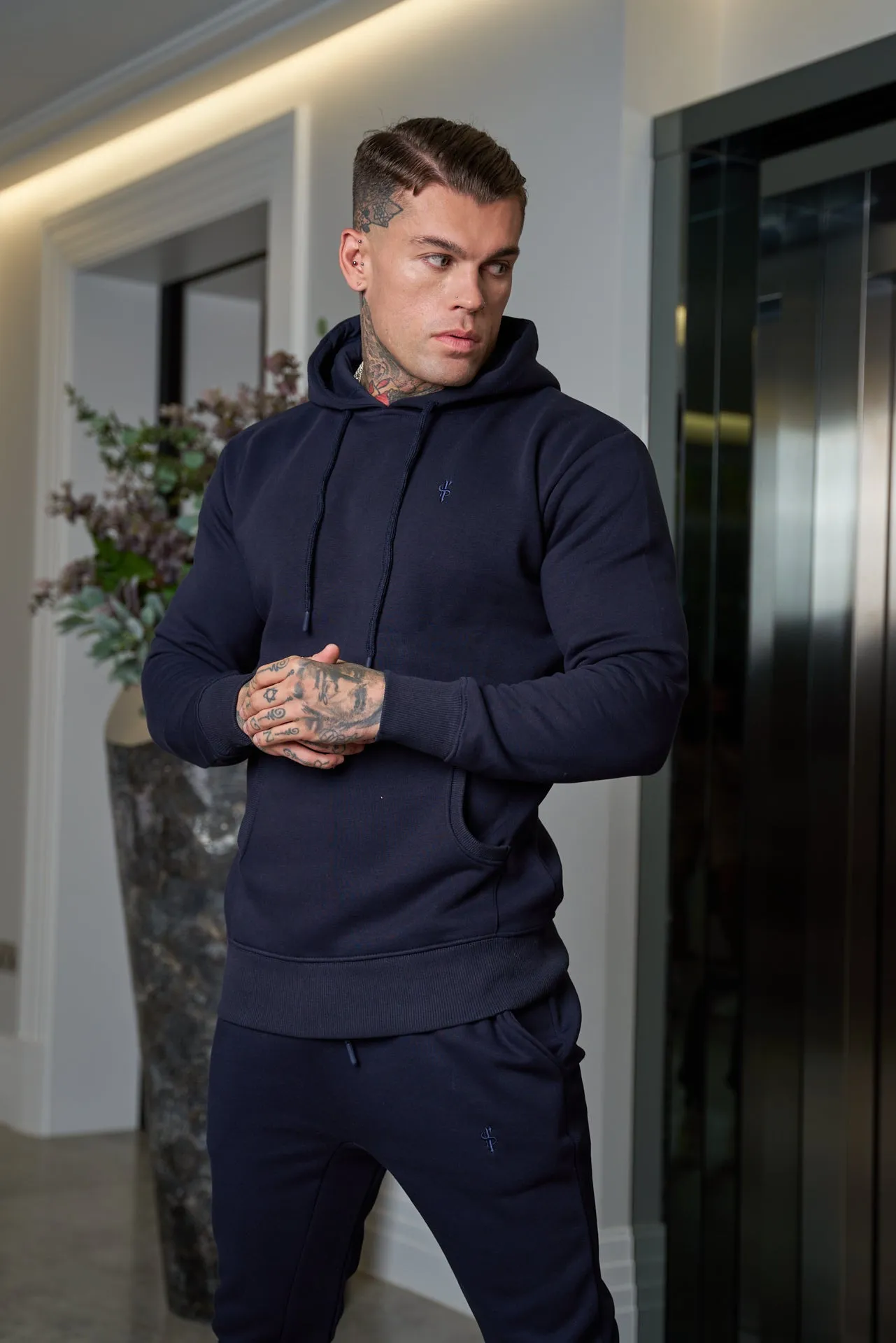 Father Sons Navy Kangaroo Hoodie Top with FS Embroidery - FSH699 sold by Father Sons product image thumbnail 4