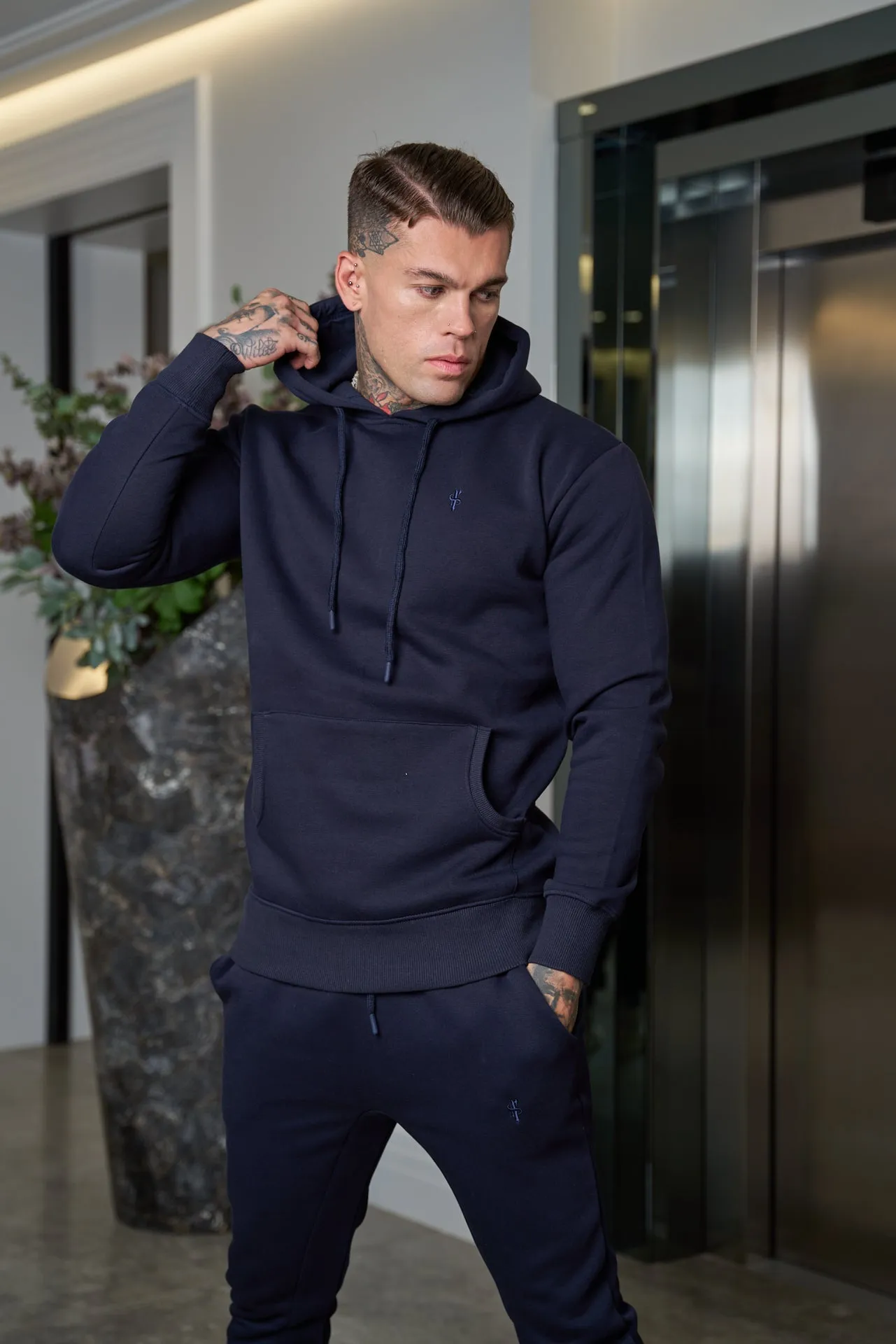 Father Sons Navy Kangaroo Hoodie Top with FS Embroidery - FSH699 sold by Father Sons product image thumbnail 3