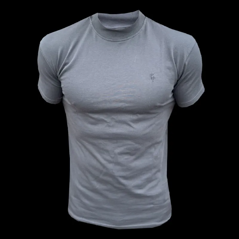 FS Ribbed High Neck Crew Short Sleeve Charcoal - FSH1140 sold by Father Sons