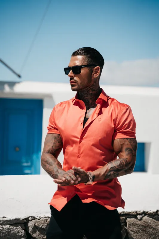 Father Sons Slim Sateen Coral Short Sleeve - FS968 sold by Father Sons