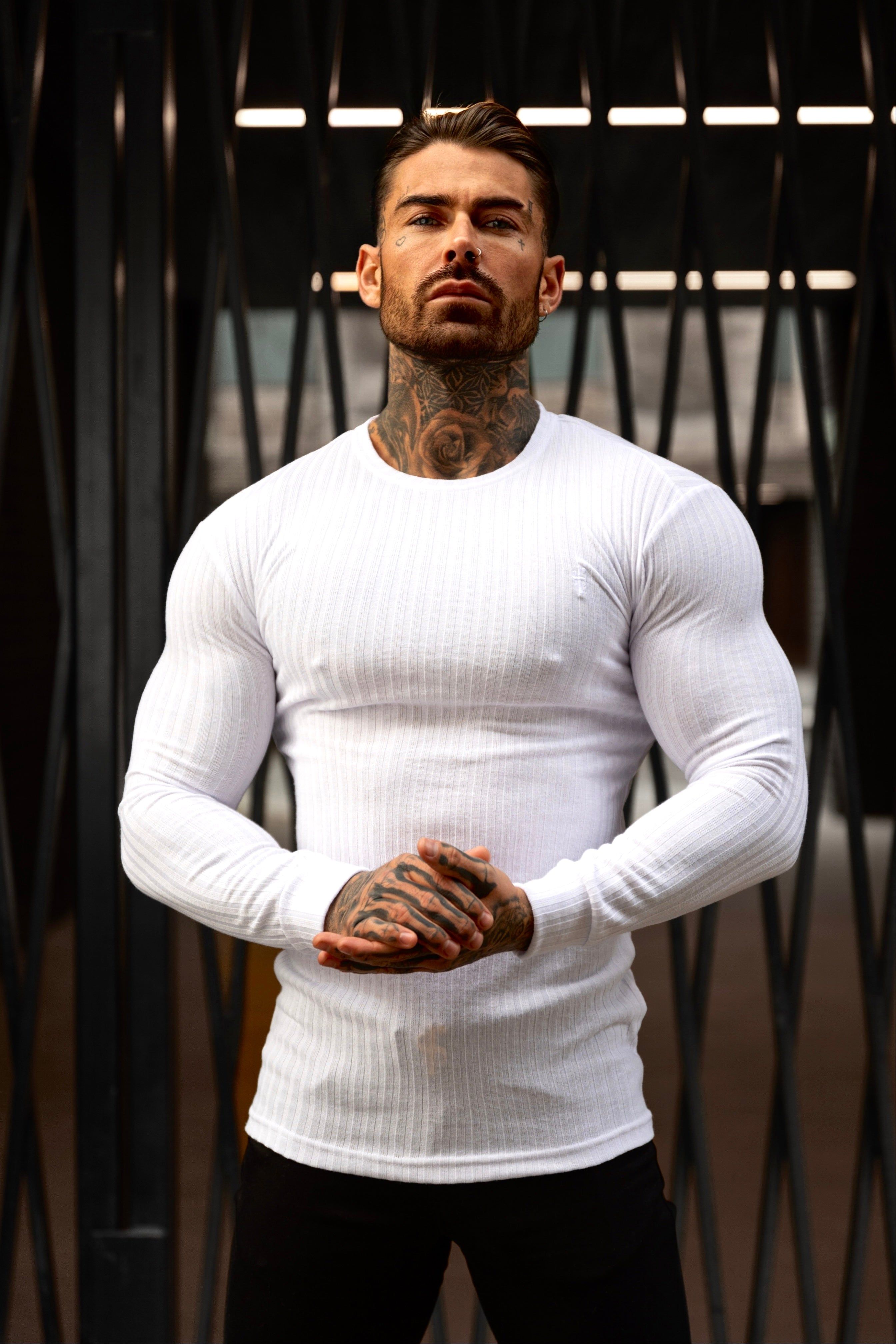 Father Sons Classic White Ribbed Knit Sweater With Tonal Embroidery - FSH942 sold by Father Sons product image thumbnail 3