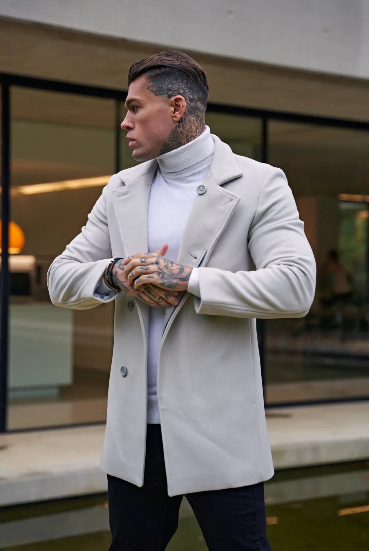 Father Sons Classic White Roll Neck Merino Wool Knitted Sweater With FS Embroidery - FSN018 sold by Father Sons