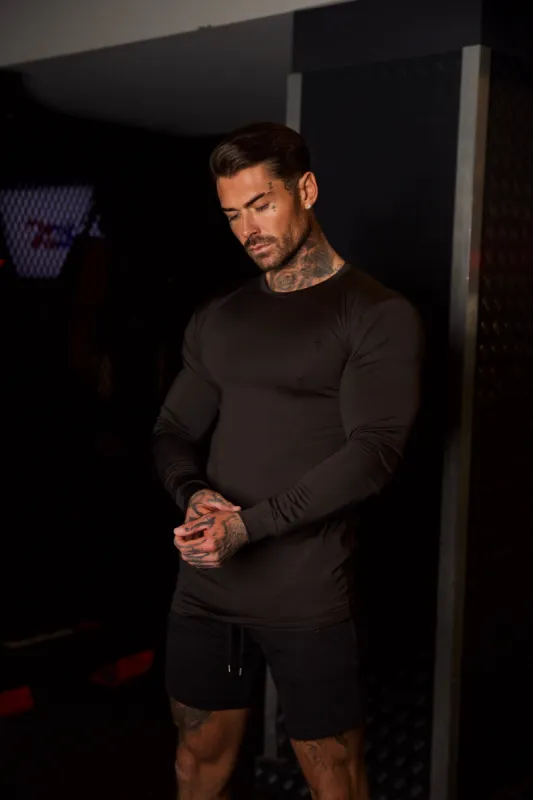 Father Sons Long Sleeve Black Tonal Gym Crew Top - FSH884 sold by Father Sons