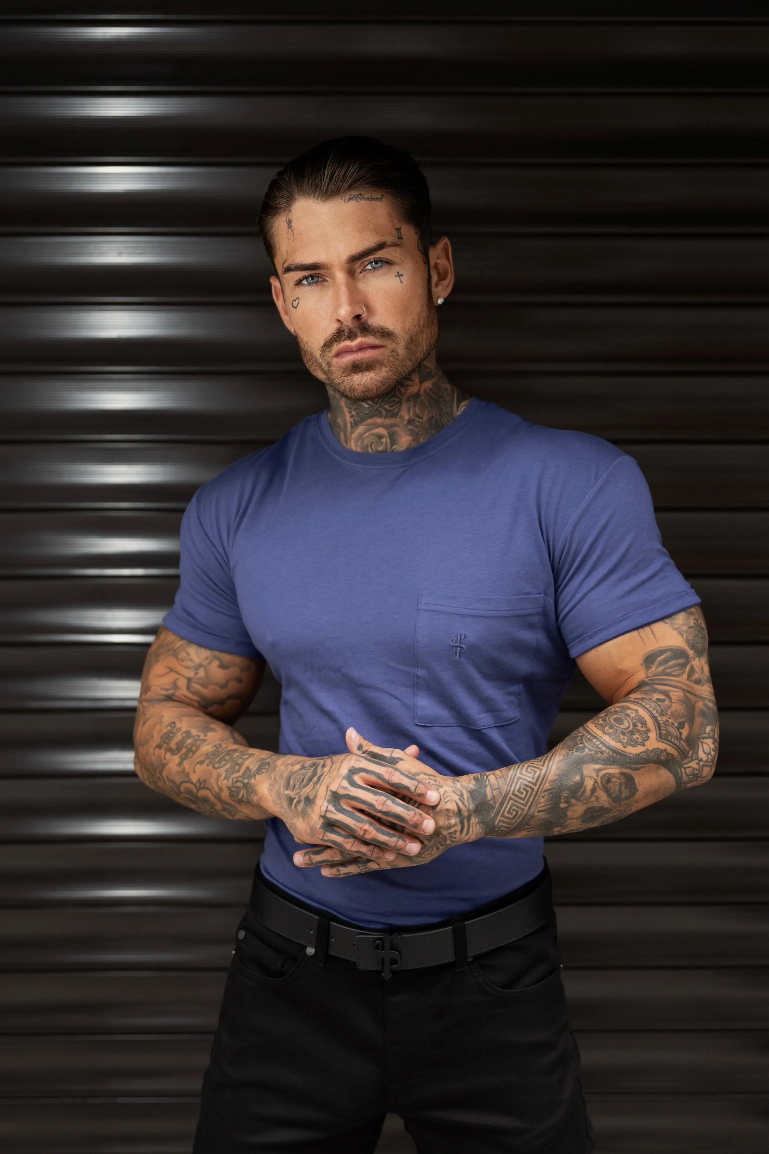 Navy Bamboo Crew T Shirt With Pocket Short Sleeve- FSH1101 sold by Father Sons product image thumbnail 2