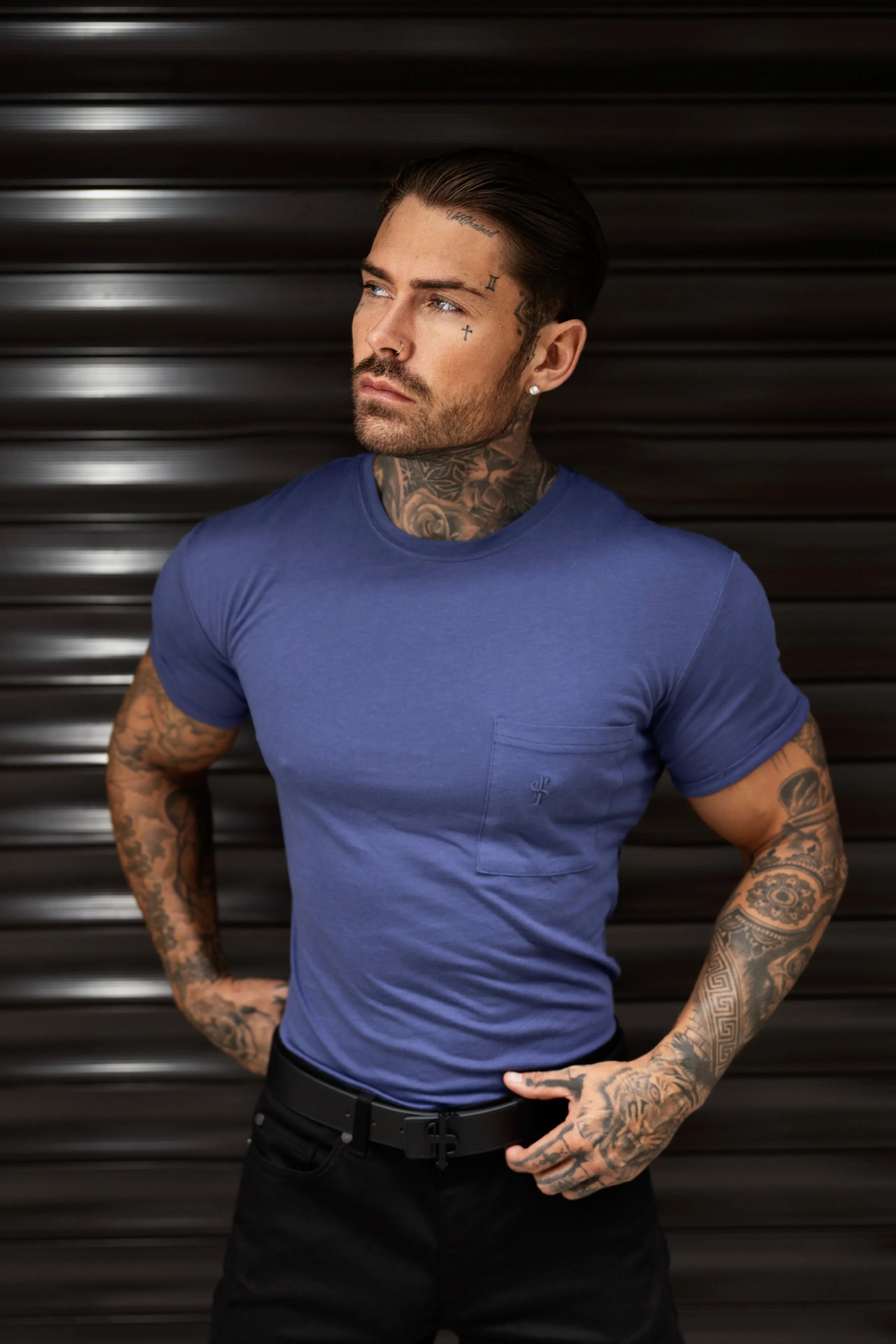 Navy Bamboo Crew T Shirt With Pocket Short Sleeve- FSH1101 sold by Father Sons