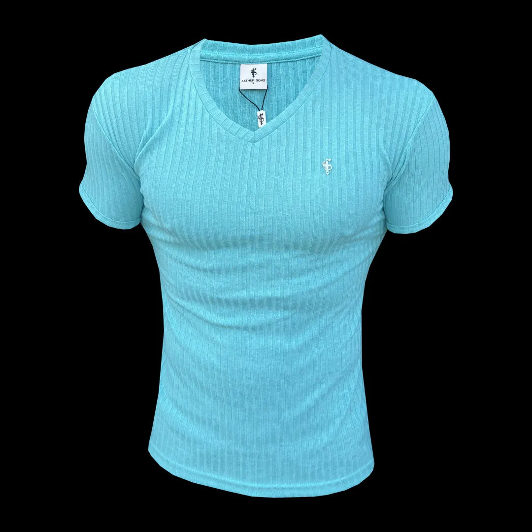 Father Sons Classic Turquoise / Silver V Neck Ribbed Crew - FSH1128 sold by Father Sons product image thumbnail 3