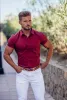 Father Sons Super Slim Stretch Classic Oxblood Red Short Sleeve - FS180 sold by Father Sons
