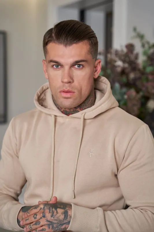 Father Sons Beige Kangaroo Hoodie Top with FS Embroidery - FSH695 sold by Father Sons