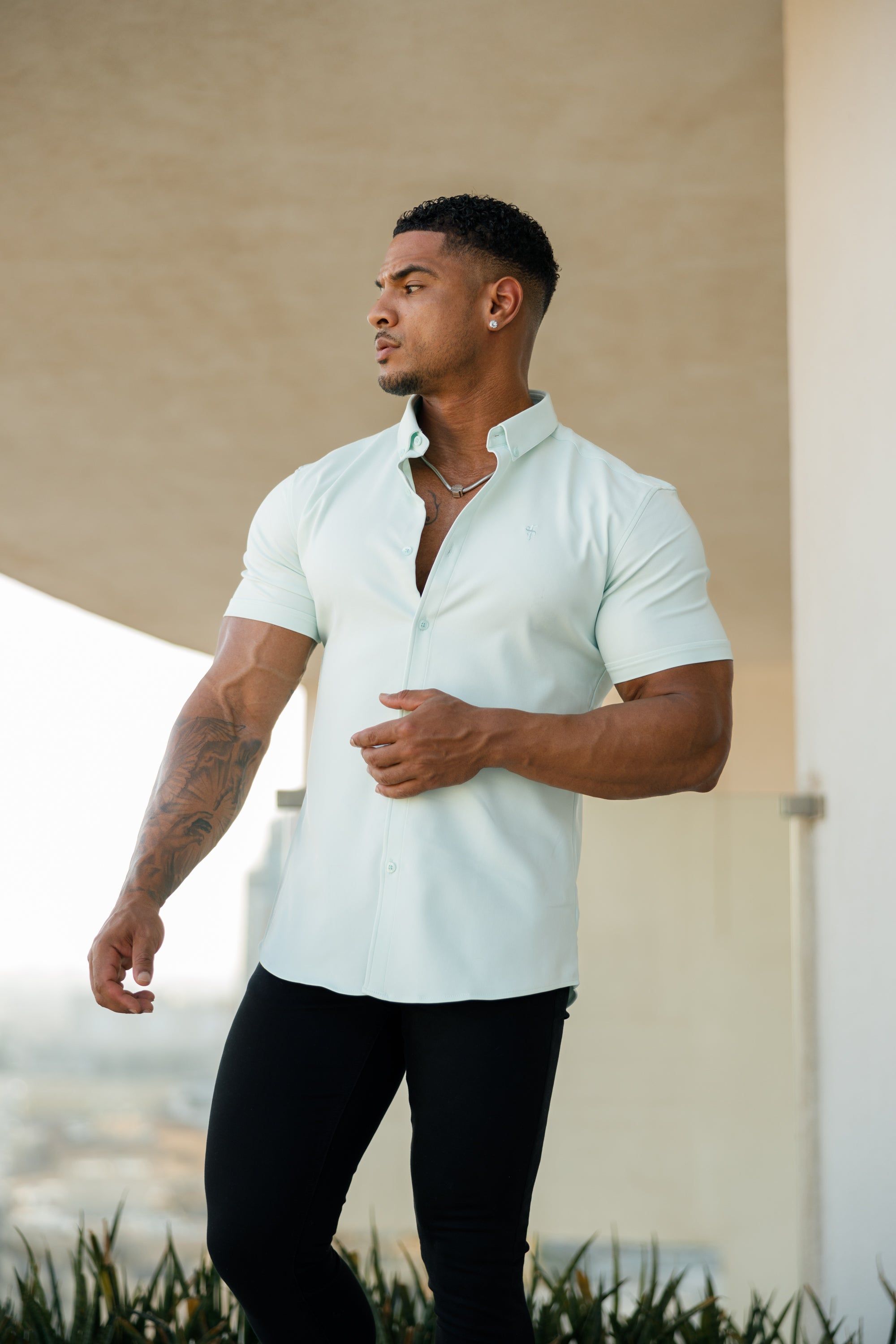 Father Sons Super Slim Scuba Mint Green Short Sleeve Stretch - FS879 sold by Father Sons product image thumbnail 3
