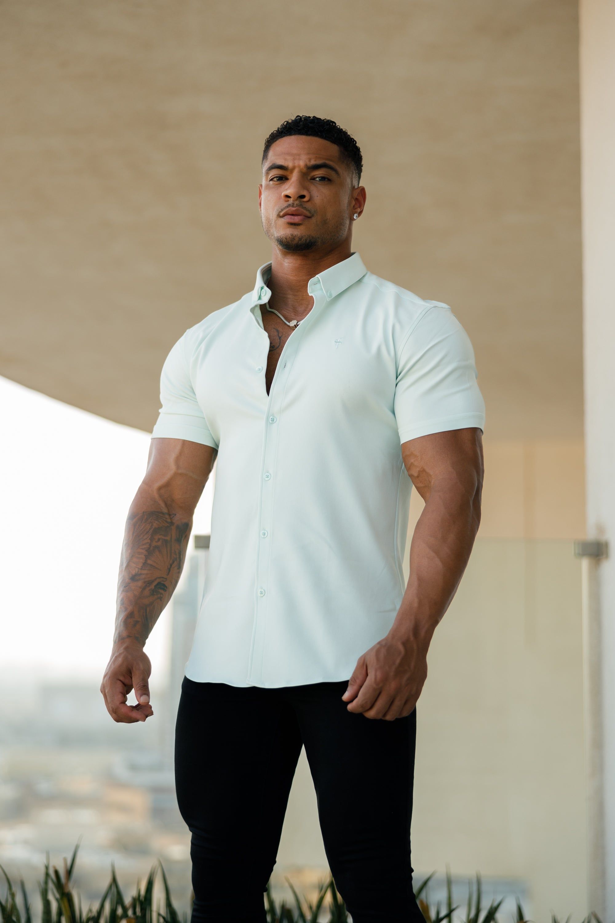 Father Sons Super Slim Scuba Mint Green Short Sleeve Stretch - FS879 sold by Father Sons product image thumbnail 5
