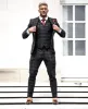 Father Sons Slim Formal Waistcoat Large Charcoal Check - FSW007 sold by Father Sons