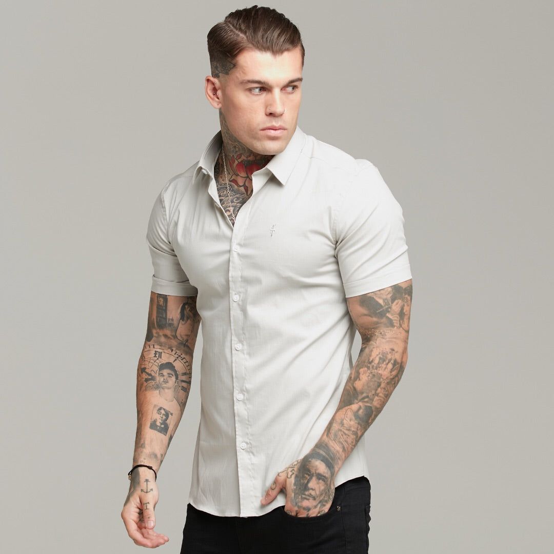 Father Sons Super Slim Stretch Classic Light Beige Short Sleeve - FS559 sold by Father Sons product image thumbnail 3