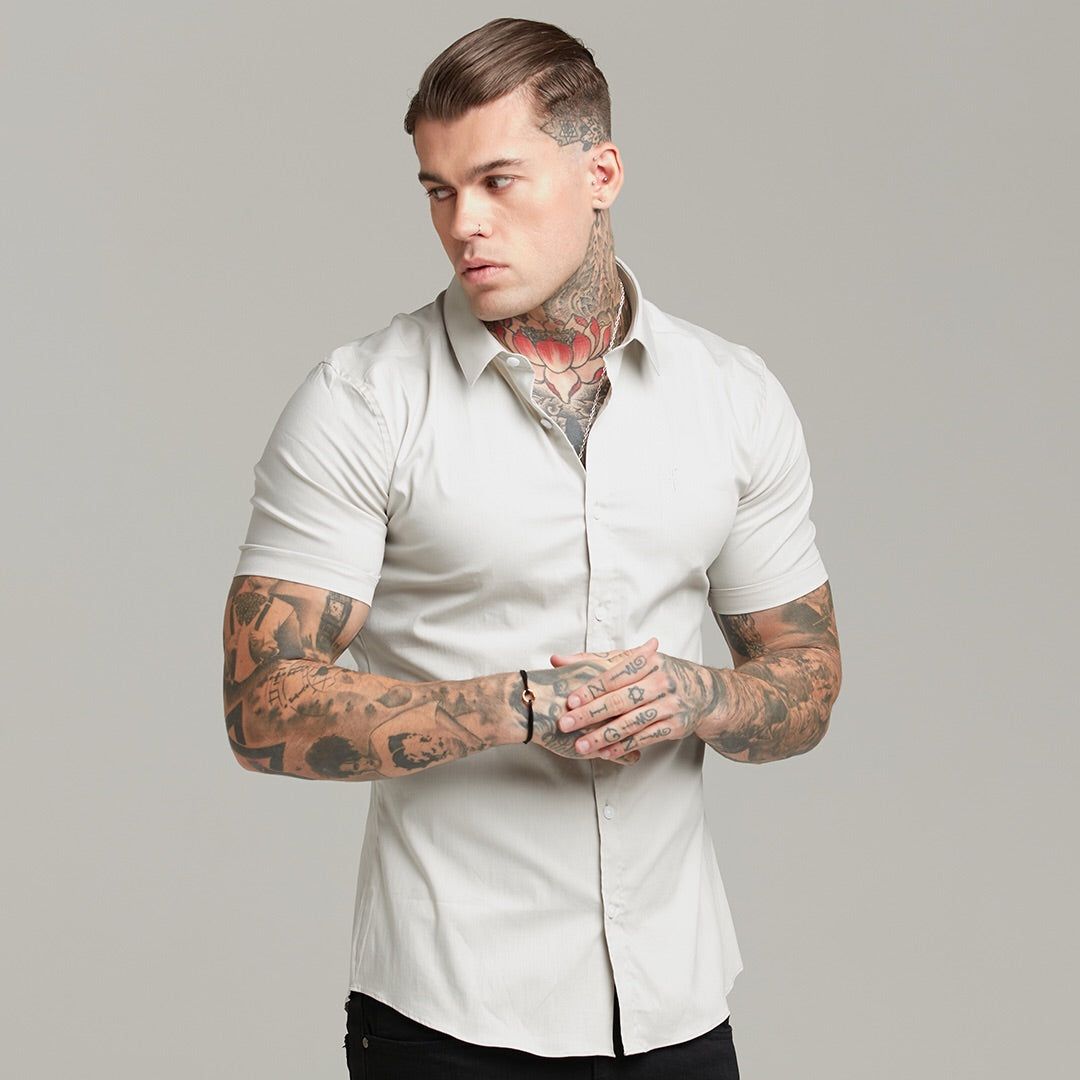 Father Sons Super Slim Stretch Classic Light Beige Short Sleeve - FS559 sold by Father Sons product image thumbnail 2