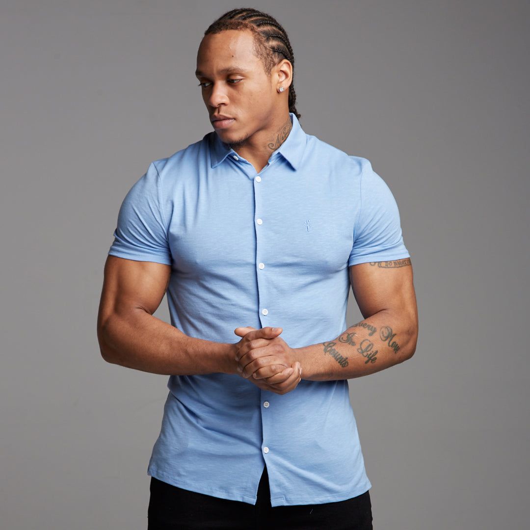 Father Sons Super Slim Baby Blue Jersey Short Sleeve - FSH015 (LAST CHANCE) sold by Father Sons product image thumbnail 4
