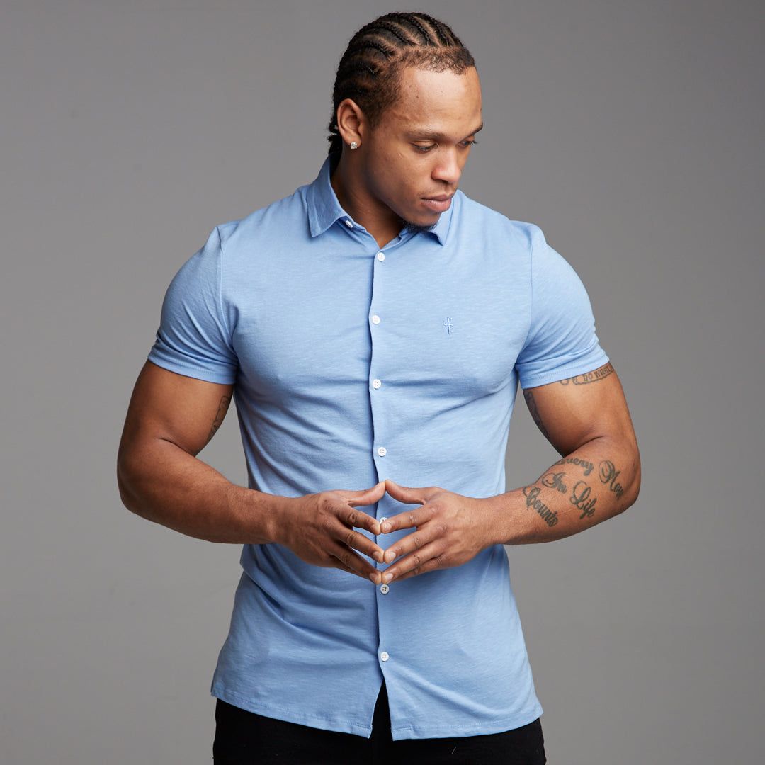 Father Sons Super Slim Baby Blue Jersey Short Sleeve - FSH015 (LAST CHANCE) sold by Father Sons product image thumbnail 3