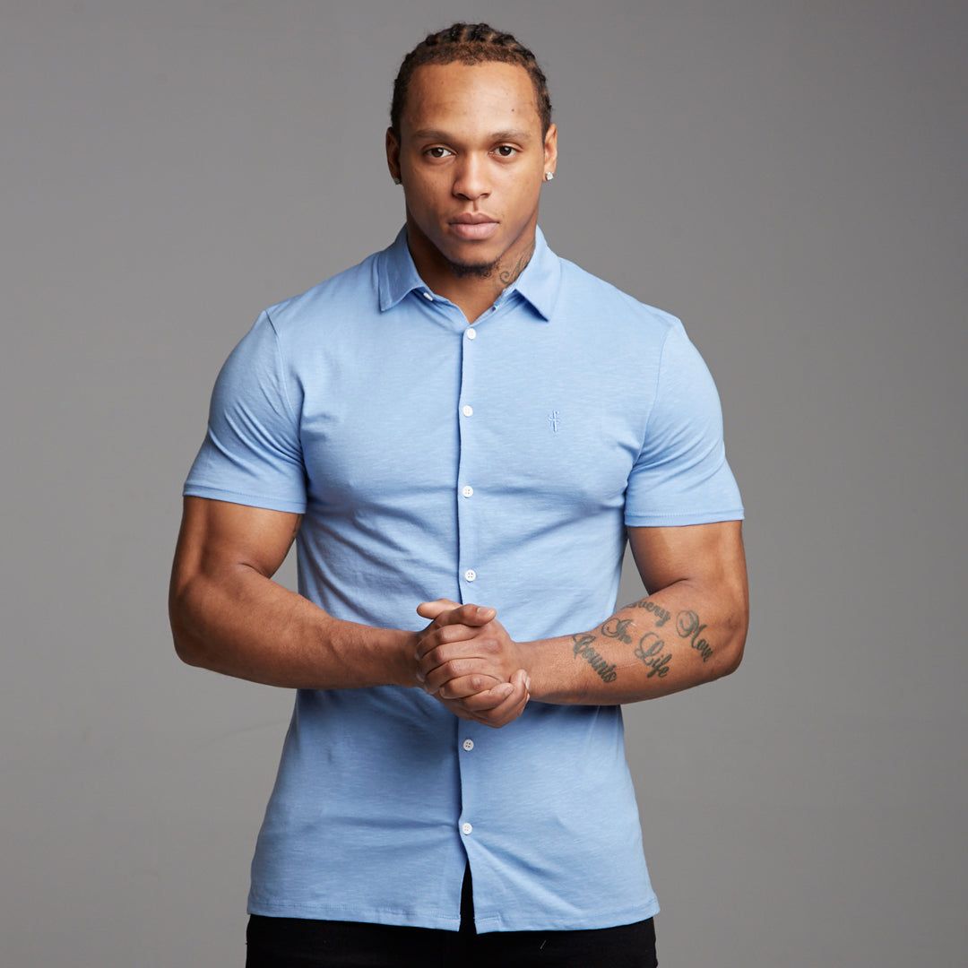 Father Sons Super Slim Baby Blue Jersey Short Sleeve - FSH015 (LAST CHANCE) sold by Father Sons product image thumbnail 5