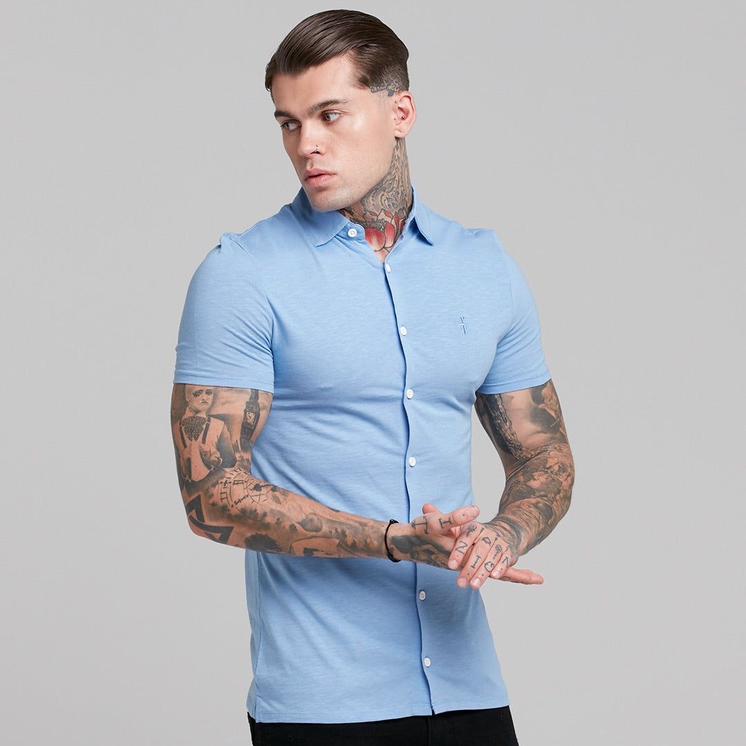 Father Sons Super Slim Baby Blue Jersey Short Sleeve - FSH015 (LAST CHANCE) sold by Father Sons product image thumbnail 2