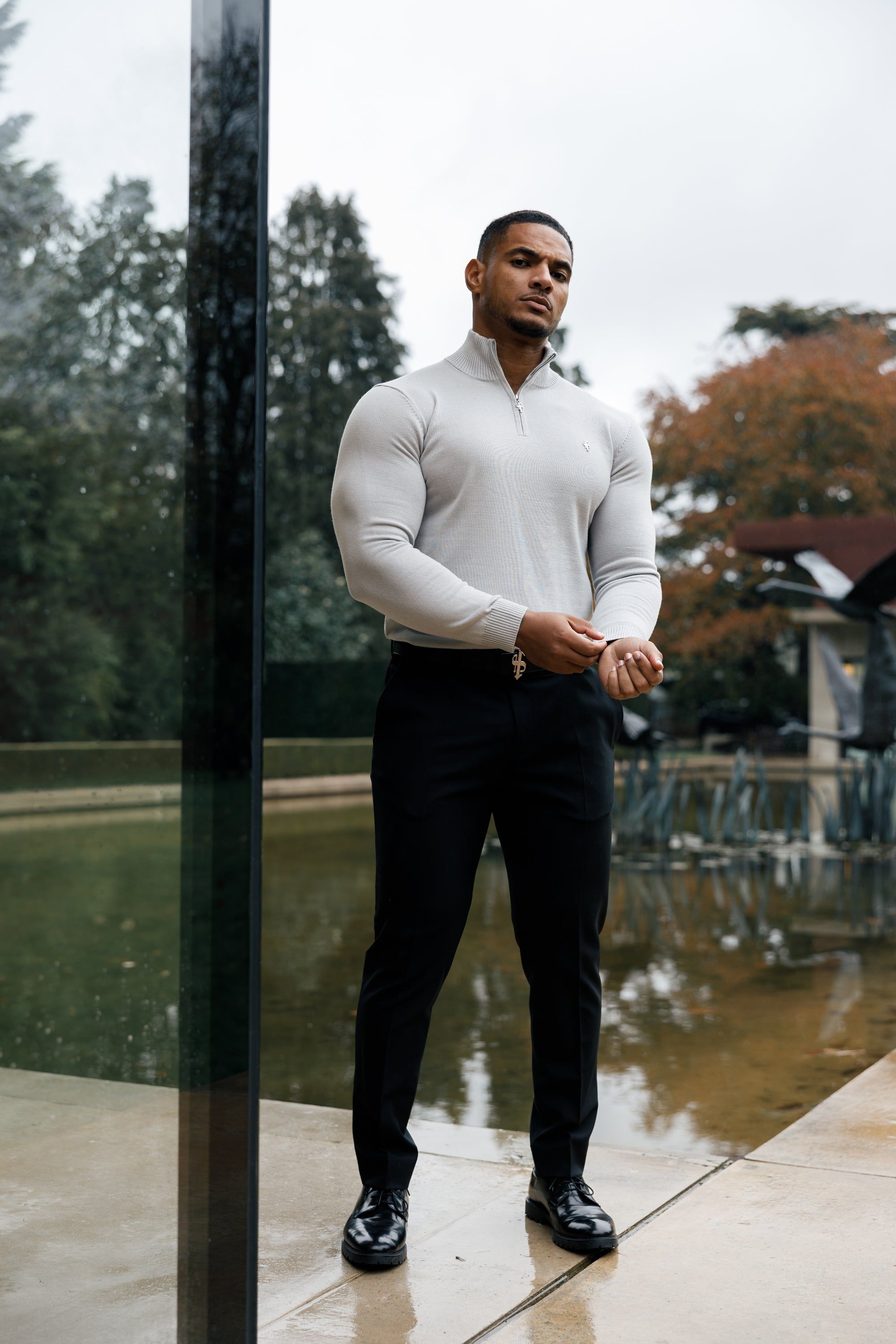 Father Sons Silver Grey Funnel Neck 1/2 Zip Knitted Sweater - FSN123 sold by Father Sons product image thumbnail 4