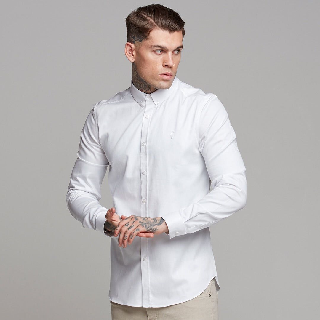 Father Sons Classic White Luxe Egyptian Cotton Button Down - FS493 sold by Father Sons product image thumbnail 2