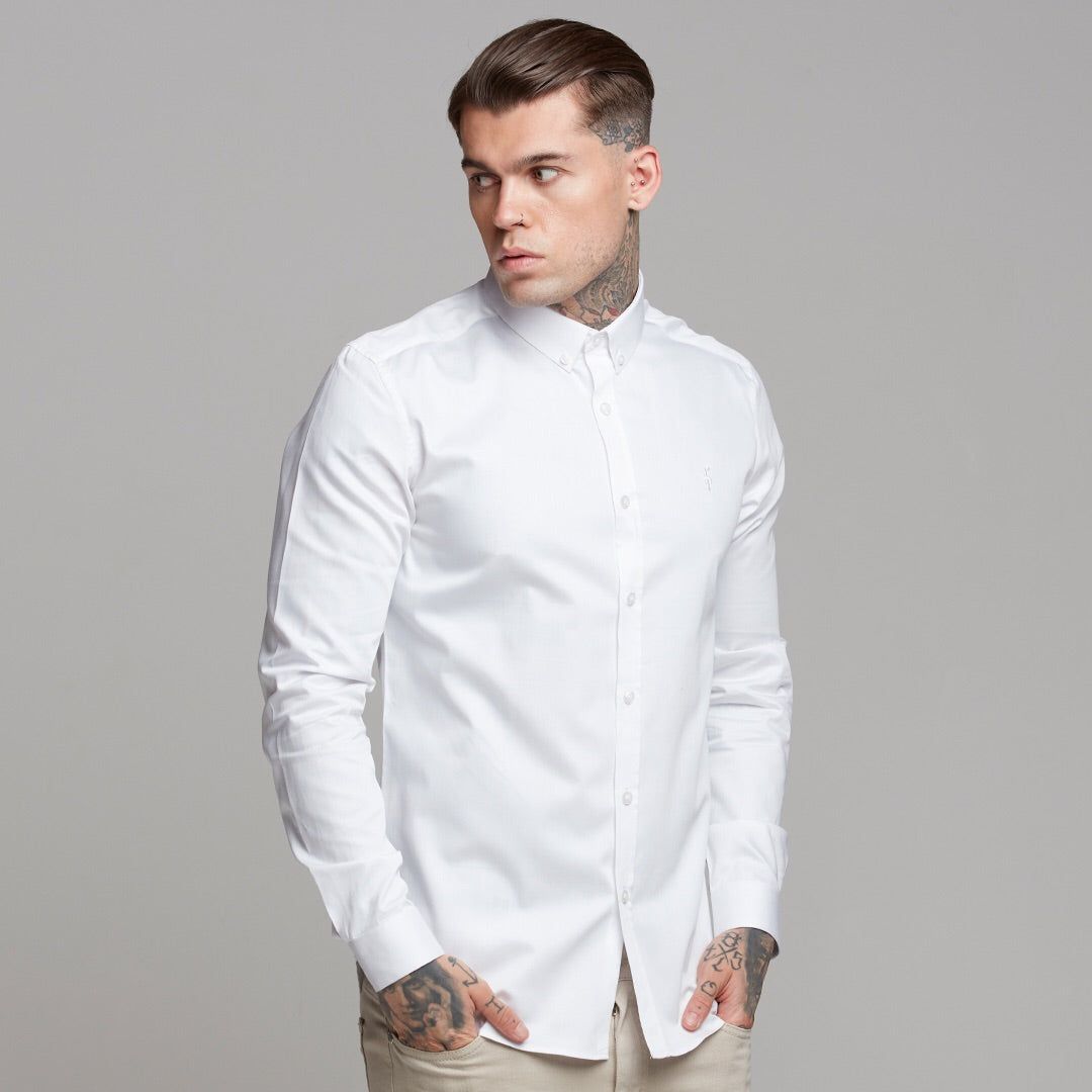 Father Sons Classic White Luxe Egyptian Cotton Button Down - FS493 sold by Father Sons