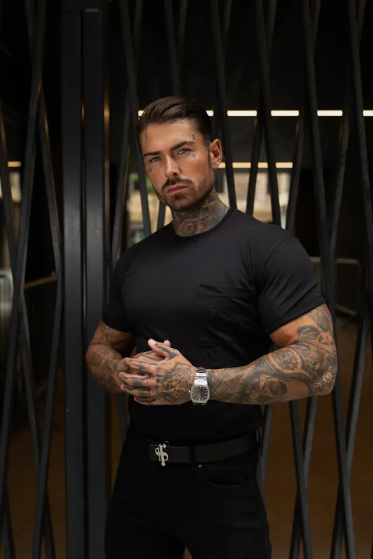 Father Sons Black Bamboo Crew T Shirt With Pocket Short Sleeve- FSH1096 sold by Father Sons