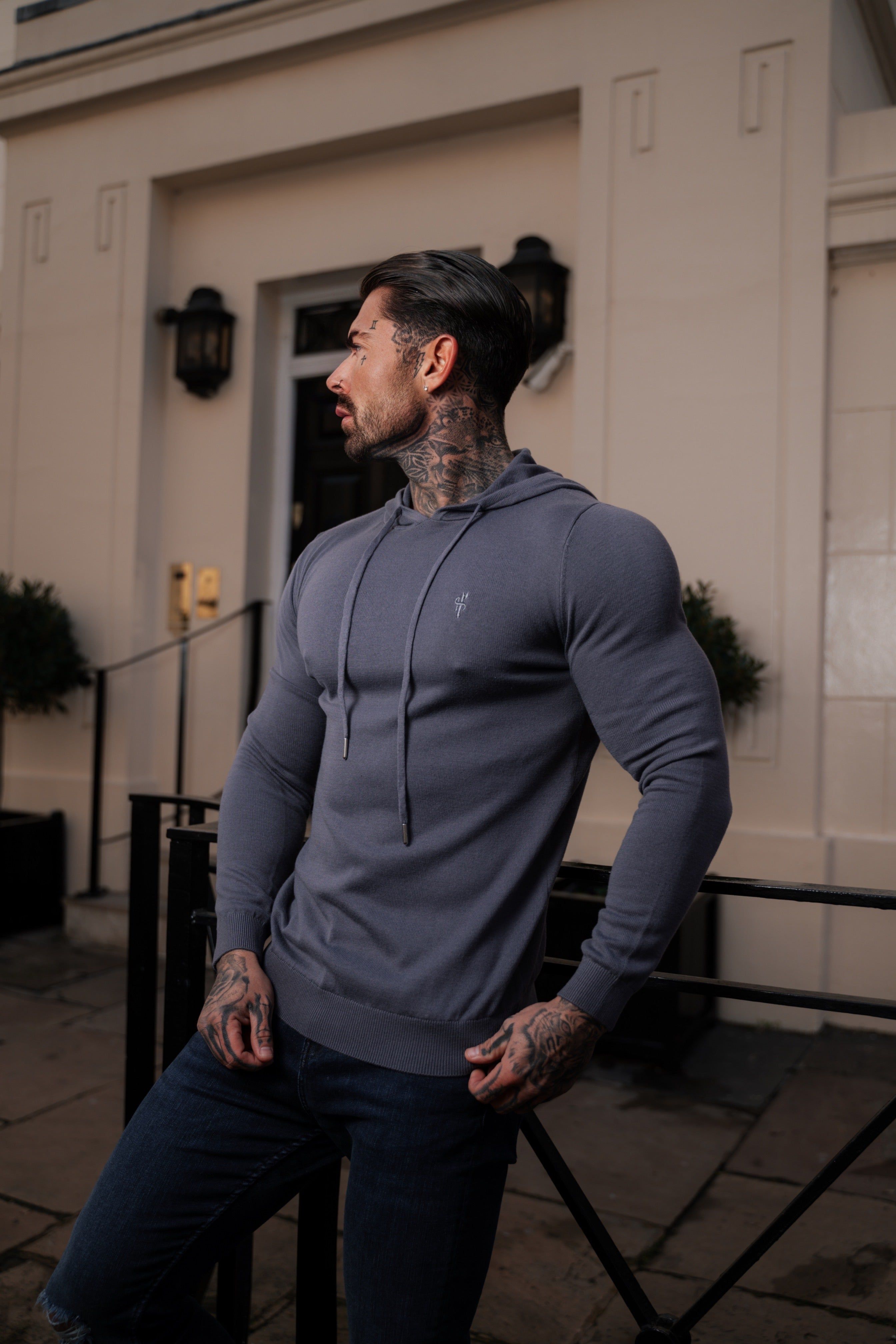 Father Sons Gunmetal Knitted Overhead Hoodie - FSN114 sold by Father Sons