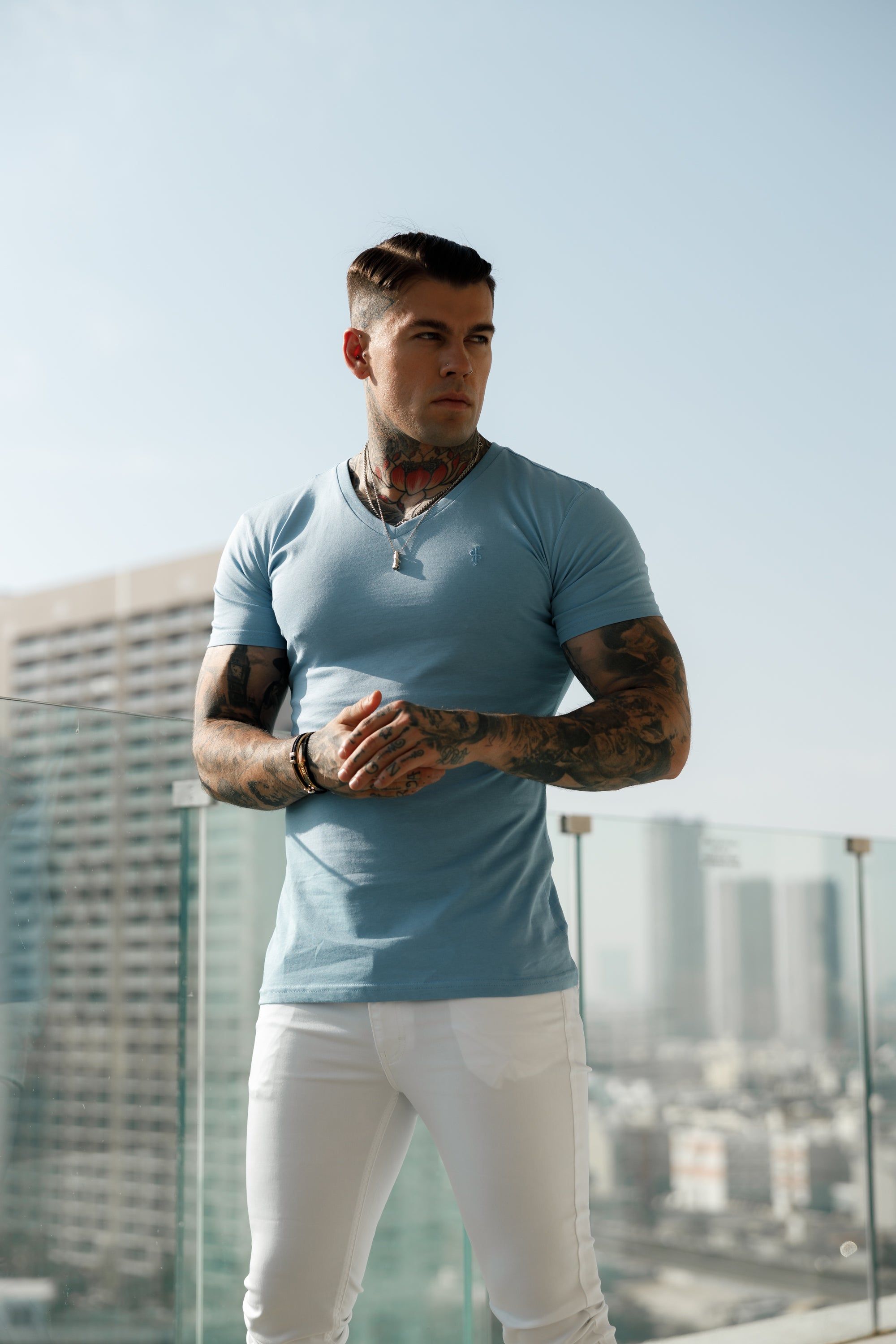 Father Sons Classic Light Blue V Neck - FSH360 sold by Father Sons product image thumbnail 5