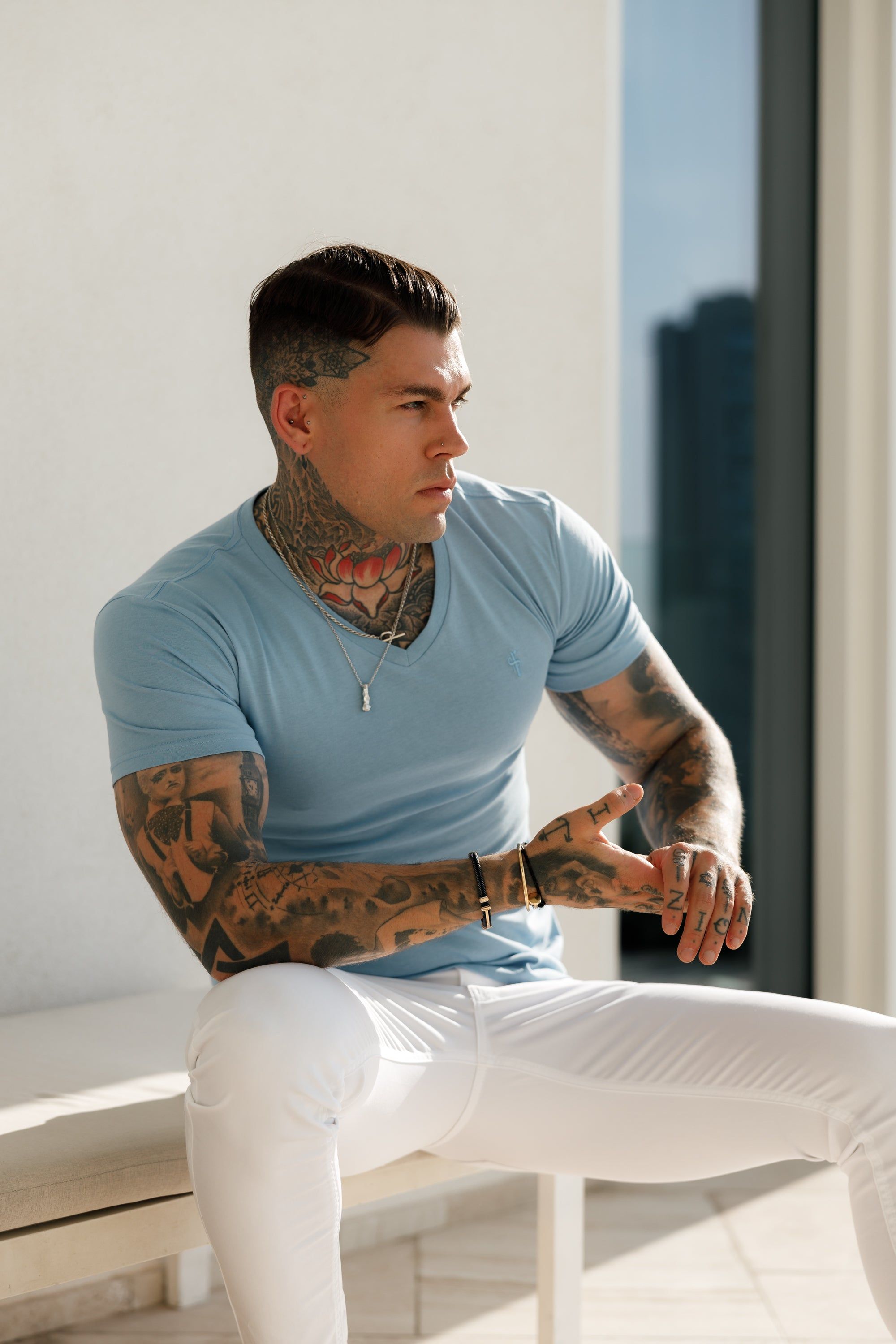 Father Sons Classic Light Blue V Neck - FSH360 sold by Father Sons product image thumbnail 4