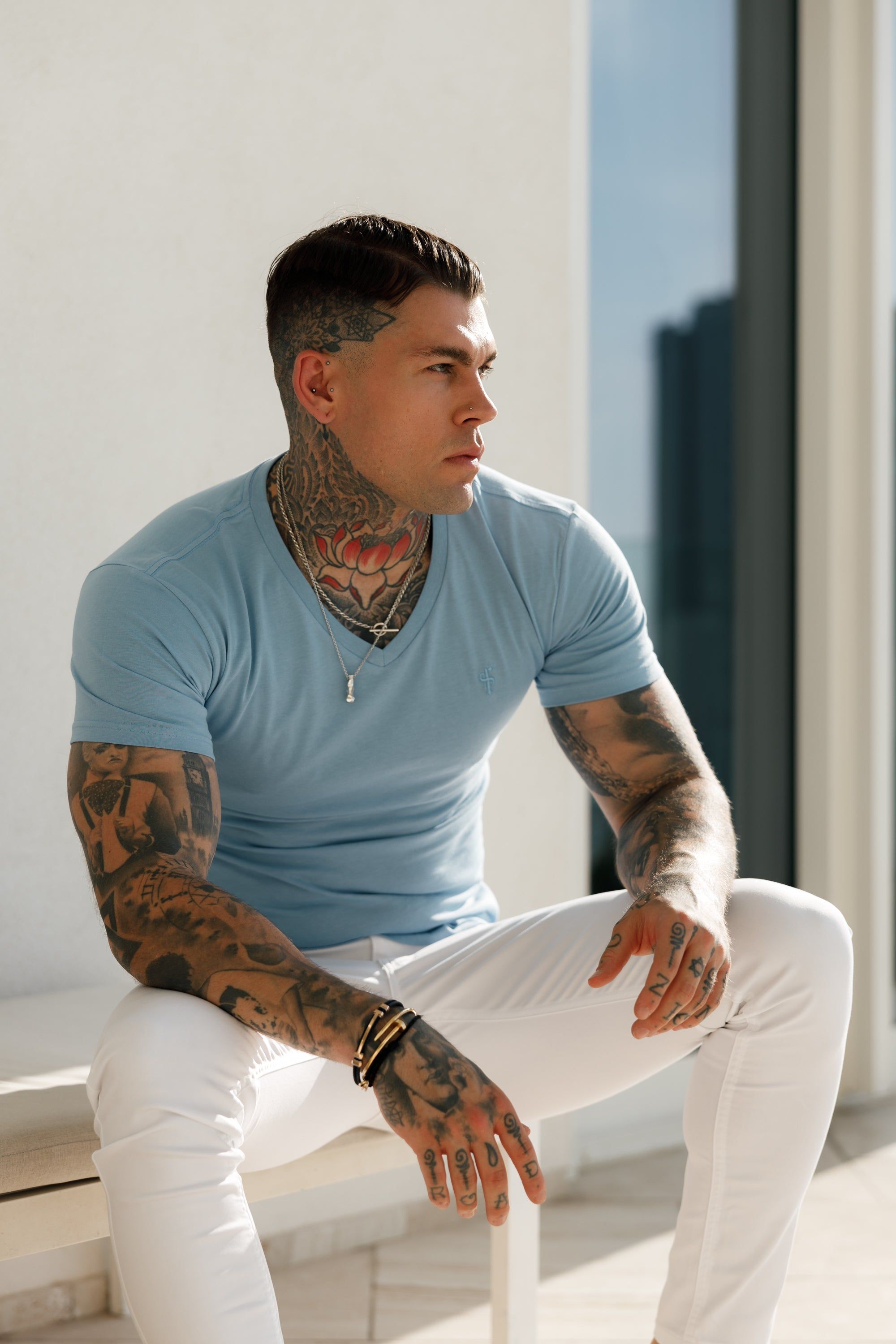 Father Sons Classic Light Blue V Neck - FSH360 sold by Father Sons product image thumbnail 2