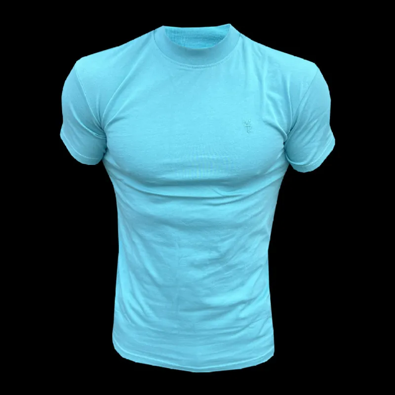 FS Ribbed High Neck Crew Short Sleeve Turquoise - FSH1144 sold by Father Sons