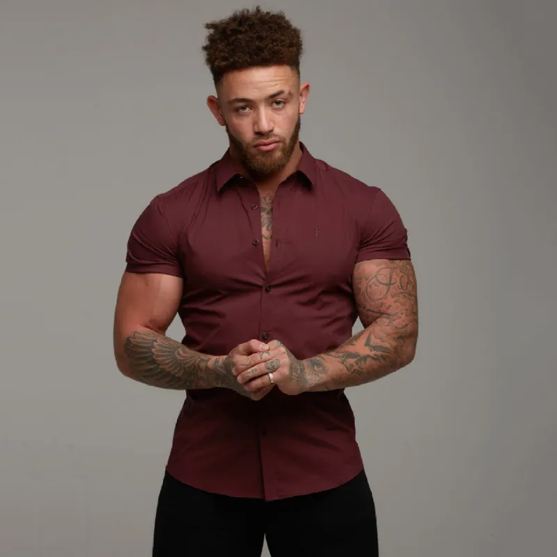 Father Sons Super Slim Stretch Classic Burgundy Short Sleeve - FS236 sold by Father Sons