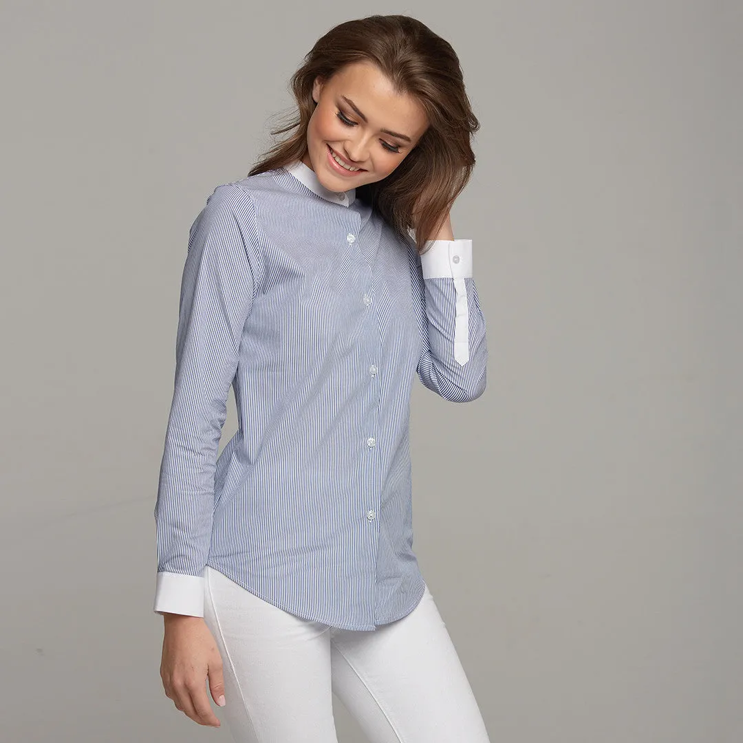 BLAIR STRIPE CONTRAST COLLAR STAND SHIRT - CT030 sold by Father Sons