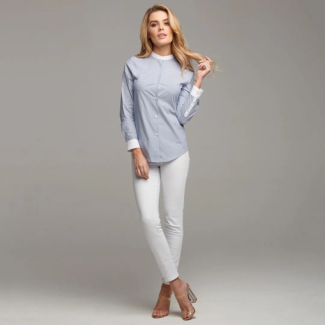 BLAIR STRIPE CONTRAST COLLAR STAND SHIRT - CT030 sold by Father Sons product image thumbnail 4