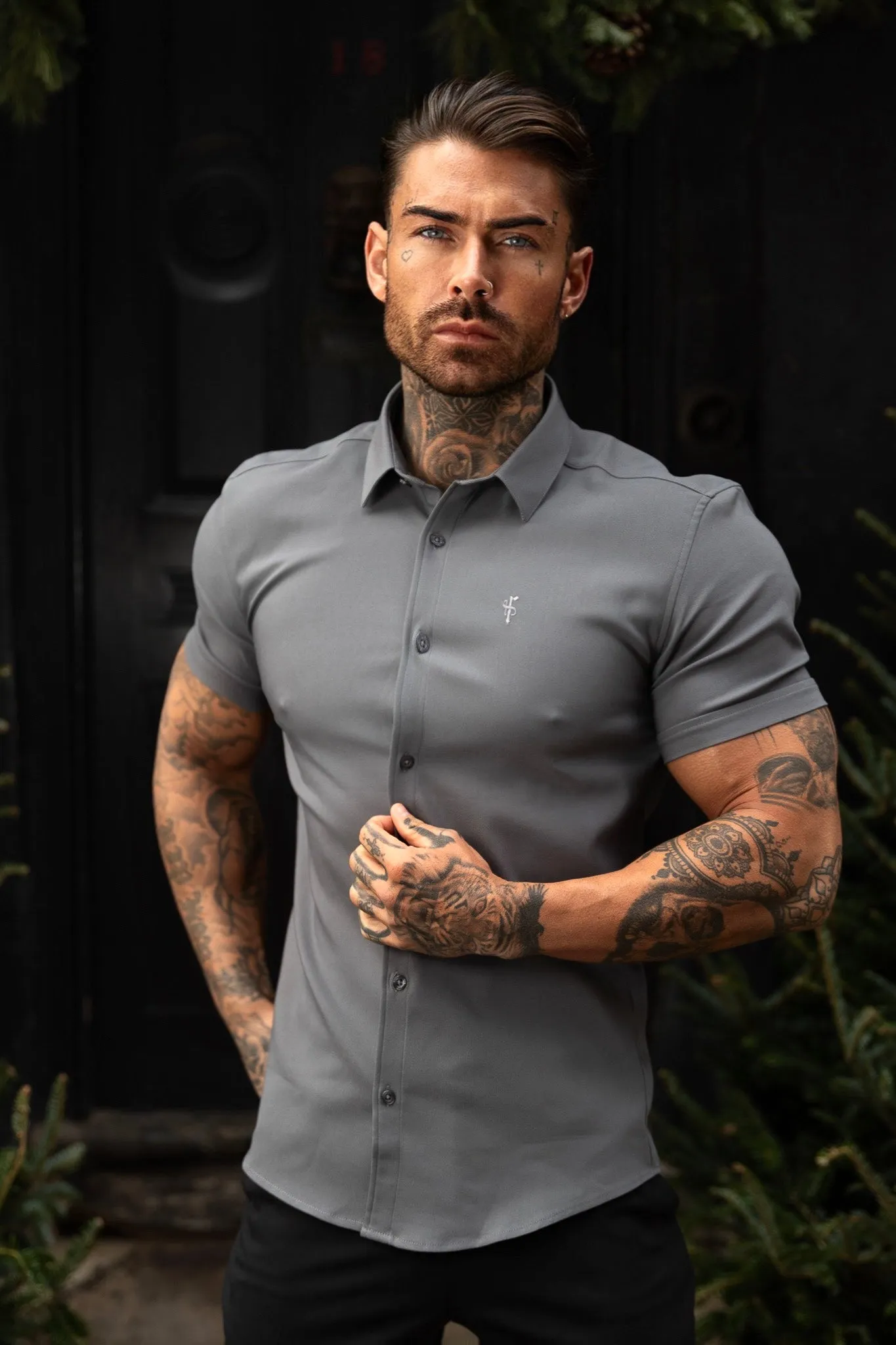 Father Sons Super Slim Scuba Gunmetal Short Sleeve Stretch - FS1032 sold by Father Sons product image thumbnail 4