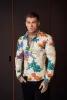 Father Sons Super Slim Stretch Ecru with Vibrant Floral Print Long Sleeve with Button Down Collar - FS858 sold by Father Sons