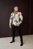 Father Sons Super Slim Stretch Ecru with Vibrant Floral Print Long Sleeve with Button Down Collar - FS858 sold by Father Sons